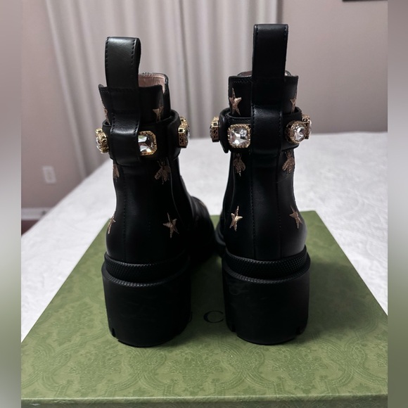 Gucci Bee and Star Embroidered Leather Boots (Size 38.5) - Picture 3 of 14